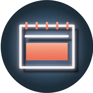 Calendar neon sign icon