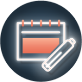 Icon of calendar with an autoinjector.
